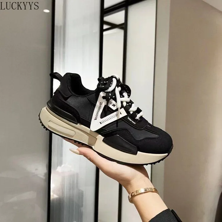 2024 Nieuwe Dames Zinksulfide Hardloopsneakers Rond Teen Casual Mode Preppy Stijl Ademende Dames Gevulkaniseerde Schoenen