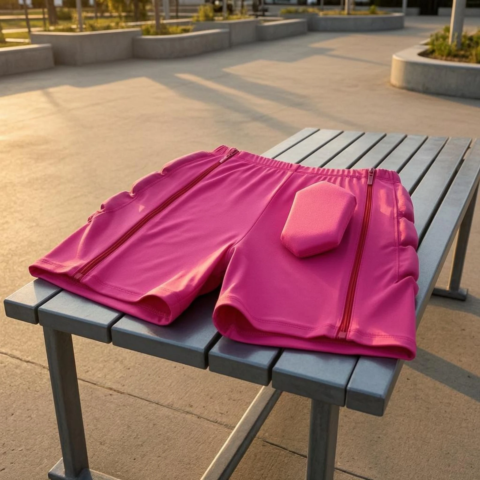 Ice Skating Shorts Elastic Waistband Padded Safety Shorts Sports Gear Pink Sportswear High-Rebound Padding