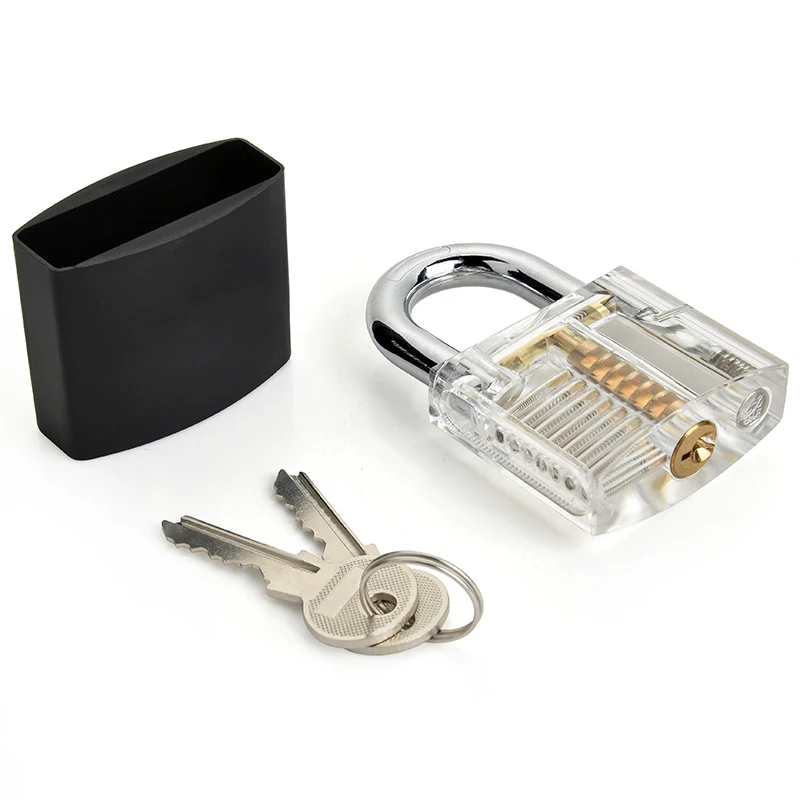 Herramienta de cerrajería, cerradura transparente Visible, candado de práctica recortada, juego 2 en 1 con 12 Uds. De ganchos para quitar llaves rotas
