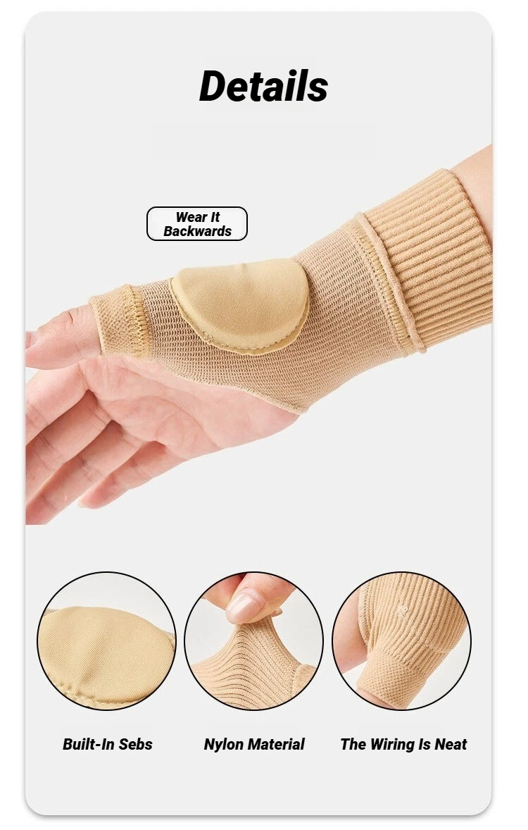 1 Paar Handgelenk-Daumen-Kompressionshandschuhe für Arthritis, atmungsaktive Stützbandage, gestrickte Finger-Schutzpolster, Sport-Sicherheits-Handgelenkbandage – Detail 4