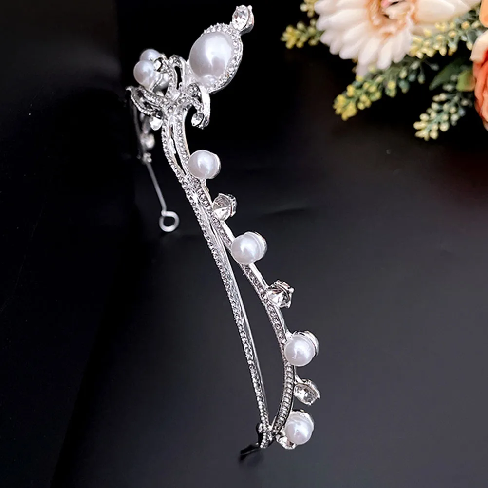 

Elegant Tiara Crown Headbands Women Birthday Tiara Bridal Pearls Rhinestone Girl Hair Accessories Special Occasion