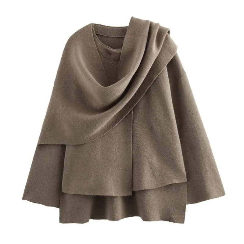 Evropské a americké dámské oblečení Oblíbené asymetrické šály Krátké pletené bundy Dámská bunda Dámské oblečení - náhled 3