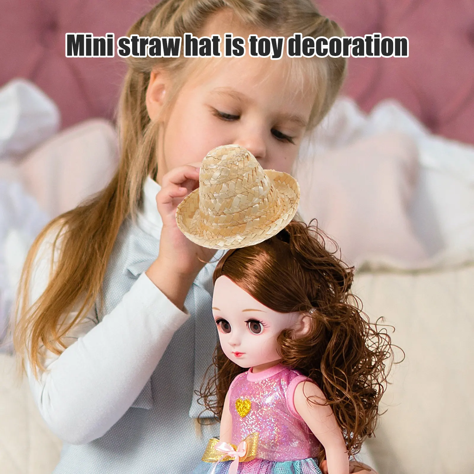 

Милая миниатюрная соломенная шляпка для DIY-проектов, крошечная шляпка для декора кукольного домика, праздничных украшений, декора винных бутылок, аксессуар для рукоделия и декора для питомцев