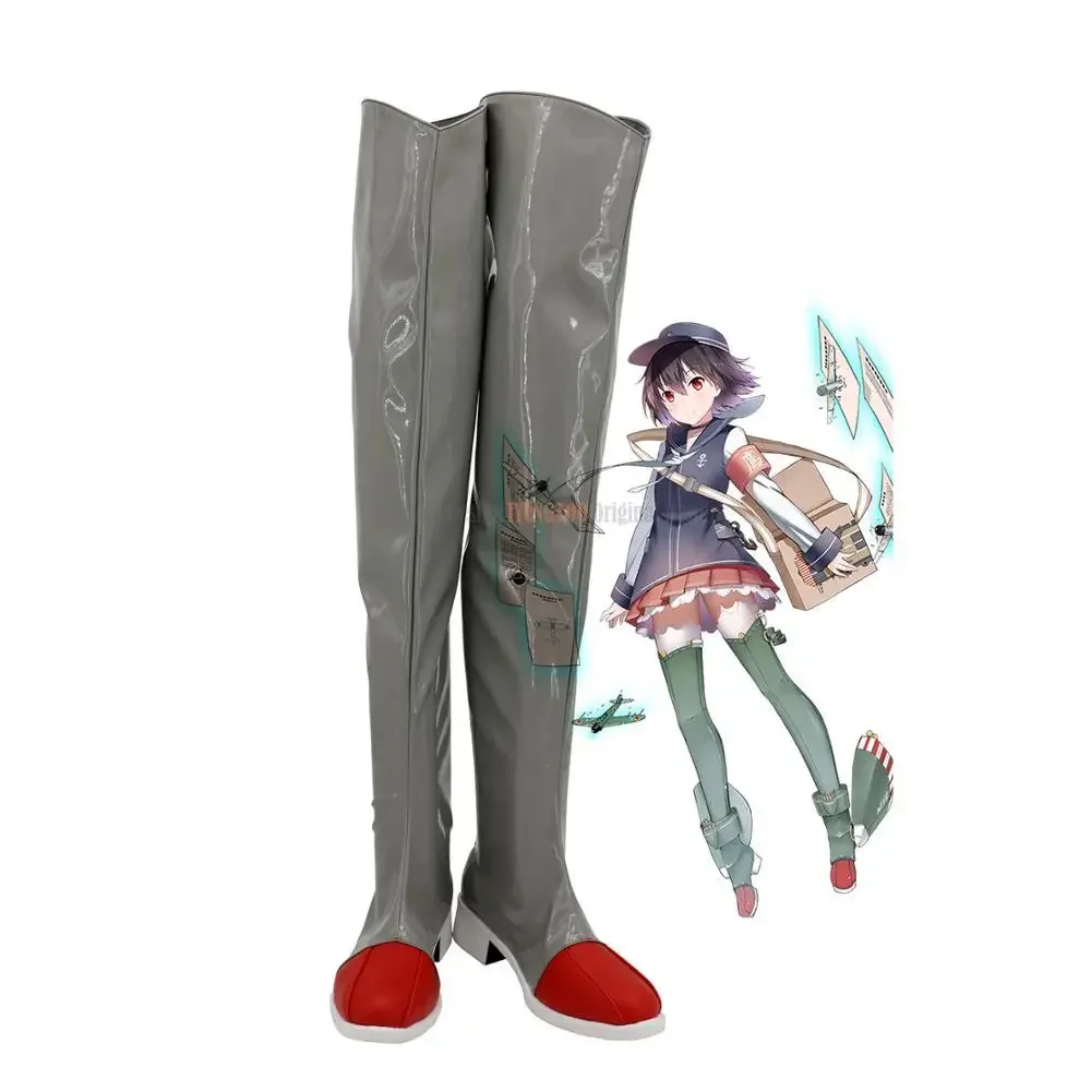 

Warship Girls Junyo Cosplay Boots Over Knee Leather Shoes Custom Made Any Size