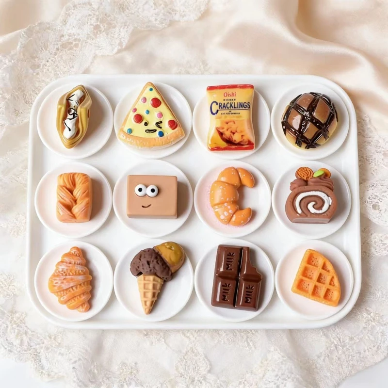 12PCS Shoe Charm Pins DIY Cute Simulation Dessert Bread Handicrafts Detachable Buckle Charms Hole Shoes Accessories