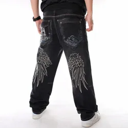 Pantalones vaqueros sueltos y2k para hombre, pantalones de mezclilla negros para monopatín, Hip Hop, baile callejero, Rap