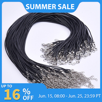 10/20/30pcs DIY 50cm Leather Rope Chain Necklace For Women Men Accessories Black Color Braided Adjustable Wax Cord Lobster Clasp