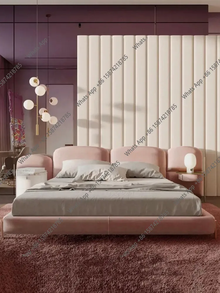 

B Stone Bed, Italian Light Luxury Designer Matte Fabric, 1.8m Master Bedroom Wide-screen Double Bed Minimalist Italian Minimalis