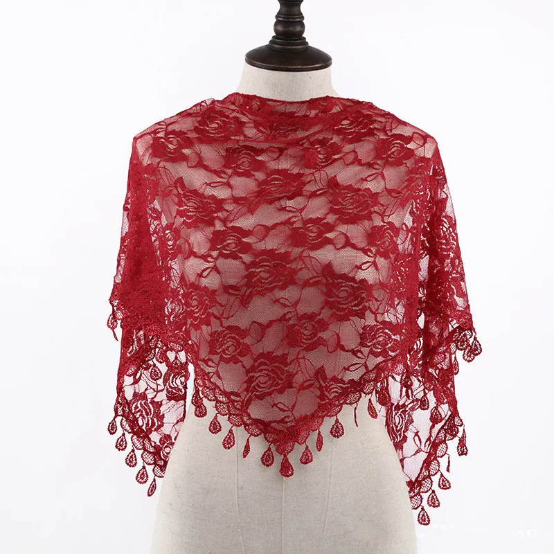 Fashion Church Shawl Lace Veil Scarf Bandana Church Prayer Wedding Mantilla Chapel White Embroidered Hijab Women Scarves - view 5
