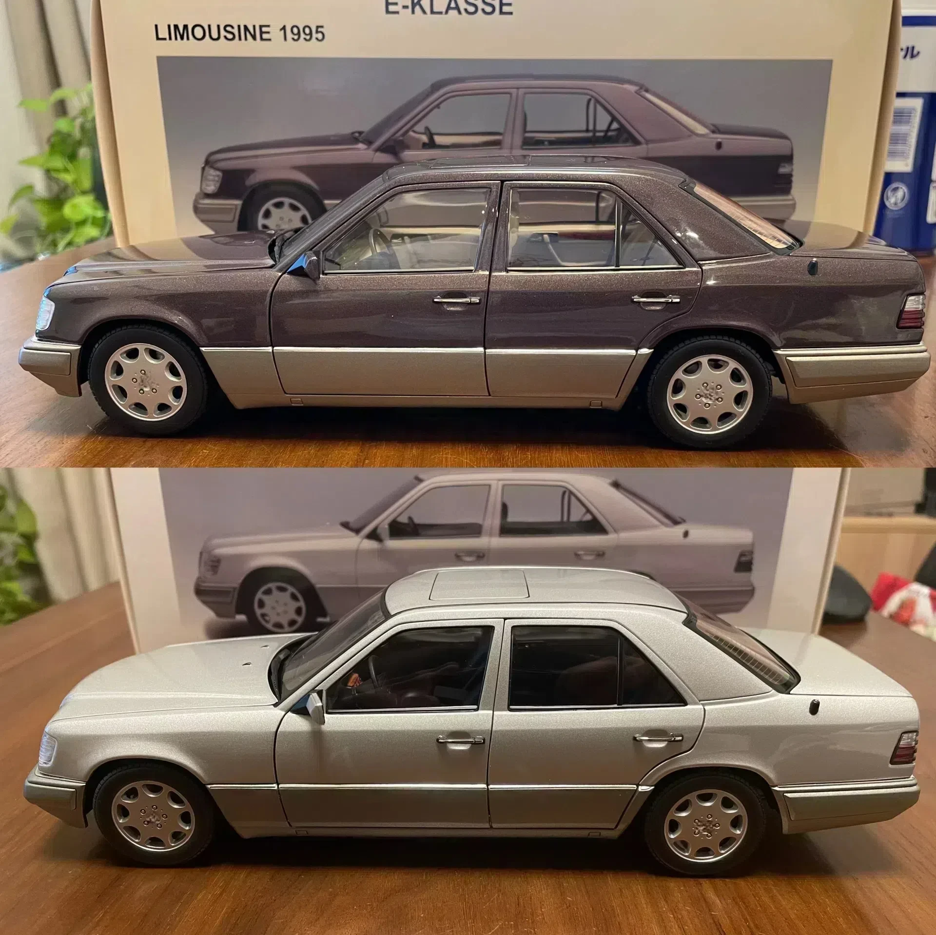 Autoart 1:18 E320 W124 1995 Silver/Purple Simulation Limited Edition All Open Alloy Metal Static Car Model Toy Gift