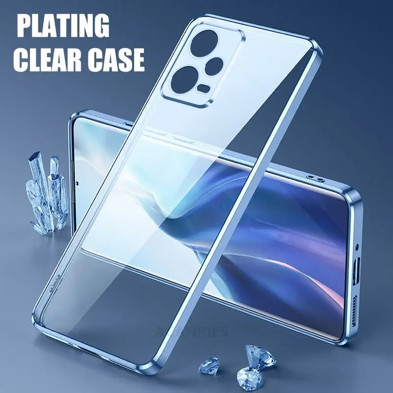 Poco X5 X5pro Luxury Plating Transparent Case For Xiaomi Redmi Note 12 Pro 4g Plus 5g 12s Soft Clear Back Cover Note12 S 12pro