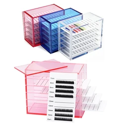 7-15mm False Eyelashes Storage Box 5 Layers Acrylic Pallet Lash Holder RED/BLUE/WHITE Lash Display Accessories Tools