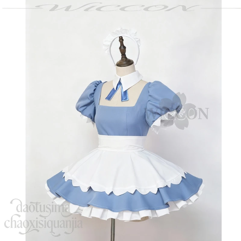 SWEETS PARADISE Coffee Maid Cosplay Anime New PANTY & STOCKING With GARTERBELT Kawaii Blue Sweet Lolita Cake Dress Wig Halloween