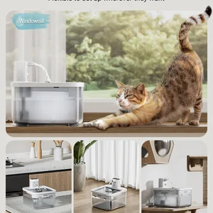 نافورة مياه داونيباوس كات 2.5 لتر، ستانلس ستيل، 4000 مللي أمبير، لاسلكية، مع بطارية ومستشعر، موزع 2 في 1 أفضل 10 مبيعات بطارية نافورة شرب للقطط - رقم 3