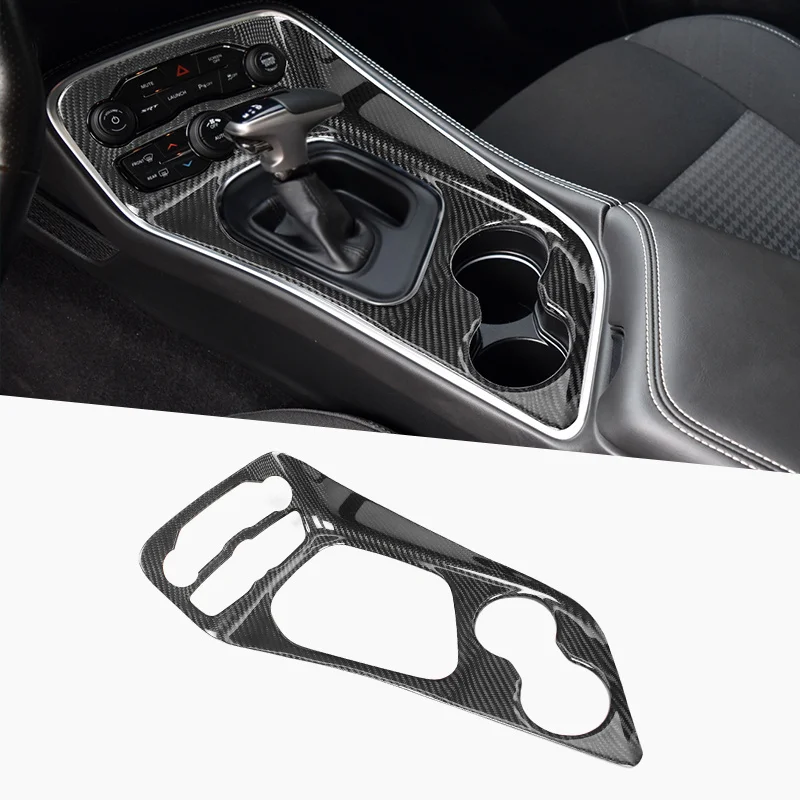 

2015-2023 For Dodge Challenger SRT Gear Cup Panel Genuine Carbon Fiber 3D Decoration Sticker