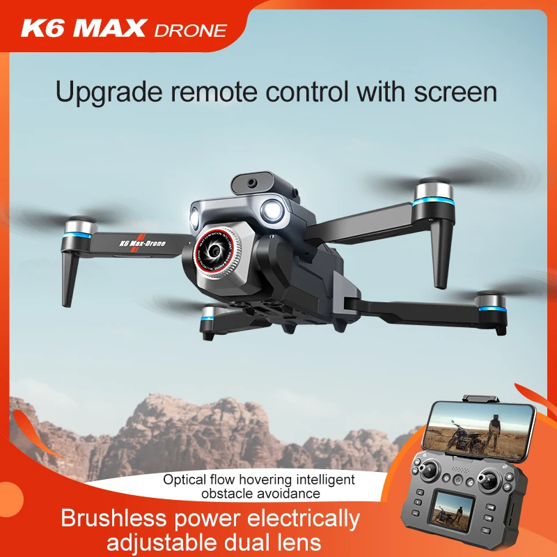 2024 Nieuwe k6 Max Drone-afstandsbediening met scherm Optische stroomlocatie en multi-hoekopname Schermbediening Drone Brushless