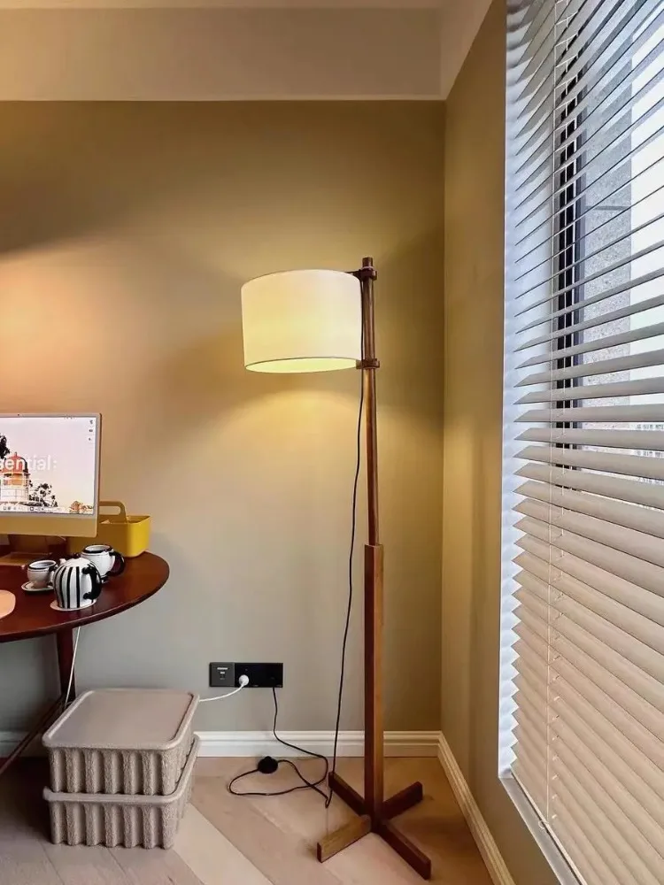 

Simple Living Room Decorative Floor Lamp Study Bedroom Walnut Wood Adjustable Indoor Lighting Home Luxury Decoration Accessories