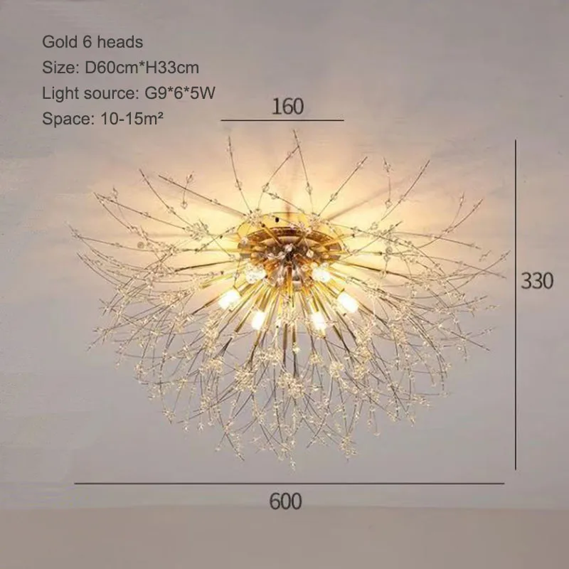 Nordic Kristallen Kroonluchter Moderne Paardebloem Kroonluchter Plafondlamp Woonkamer Slaapkamer Eetkamer Interieur Decoratieve Lamp - afbeelding 1