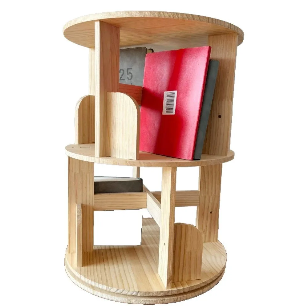 

Wooden Floor-to-ceiling Bamboo Shelf 2nd Floor, 3rd Floor, 4th Floor, 5th Floor Children's Bookcase 360 Degree Rotating Solid Wo