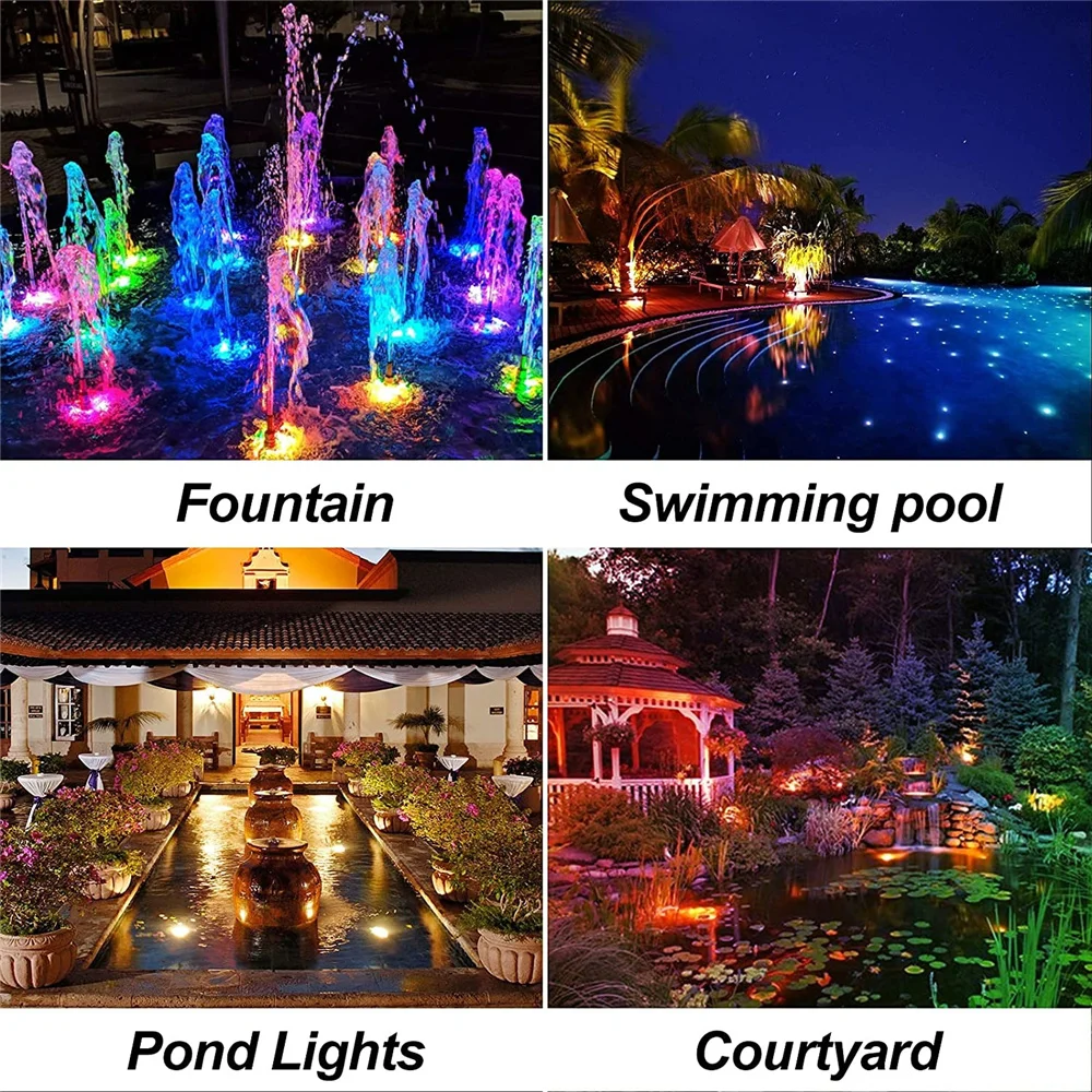 Imagem -04 - Impermeável Rgb Submersível Round Solar Pool Lights Underwater Pond Lights Lâmpada Led para Aquário Tanque Jardim Fonte Ip68