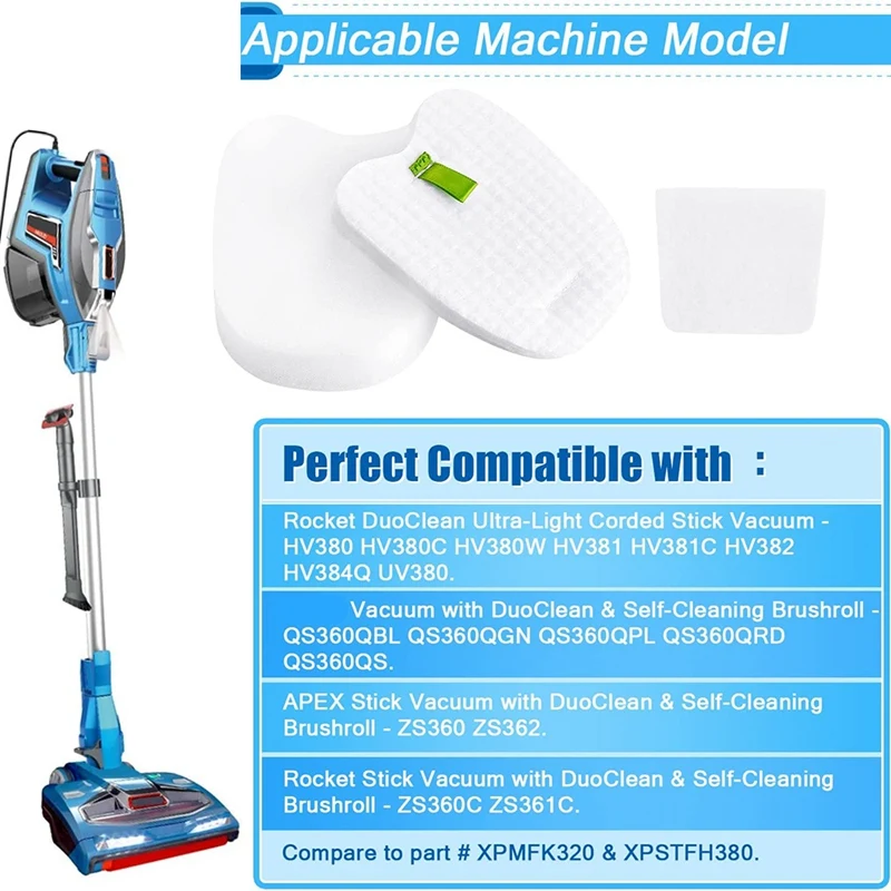 Shark rocketの交換用フィルター、duoclean Portable hv380、コードスティック真空フィルター、家電部品、xpmfk320、xpstfh380