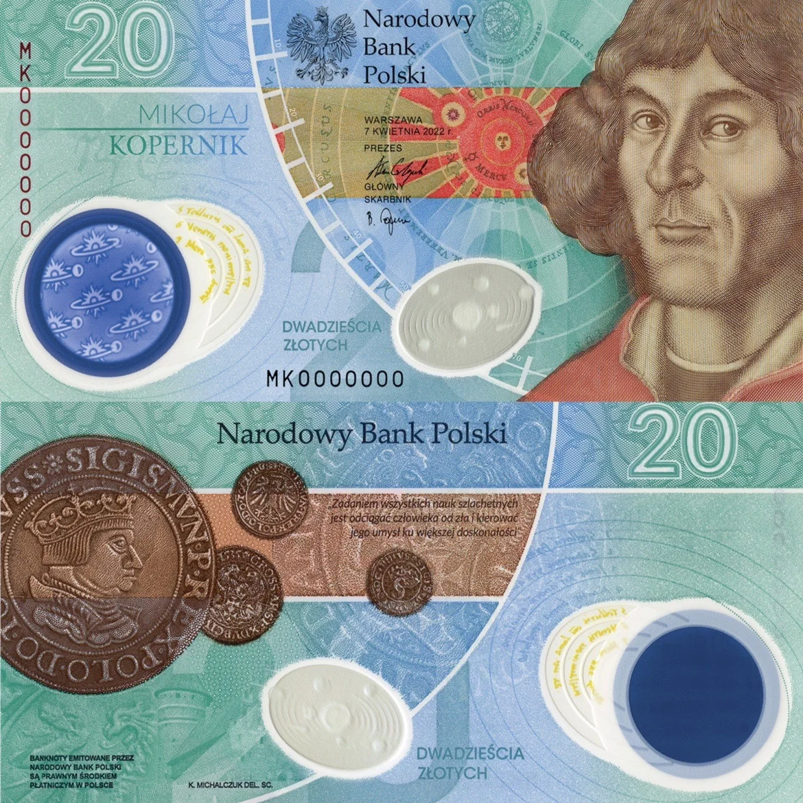 2023 World/Poland 20 Zloty Original Copernicus 550th Commemorative Notes New UNC