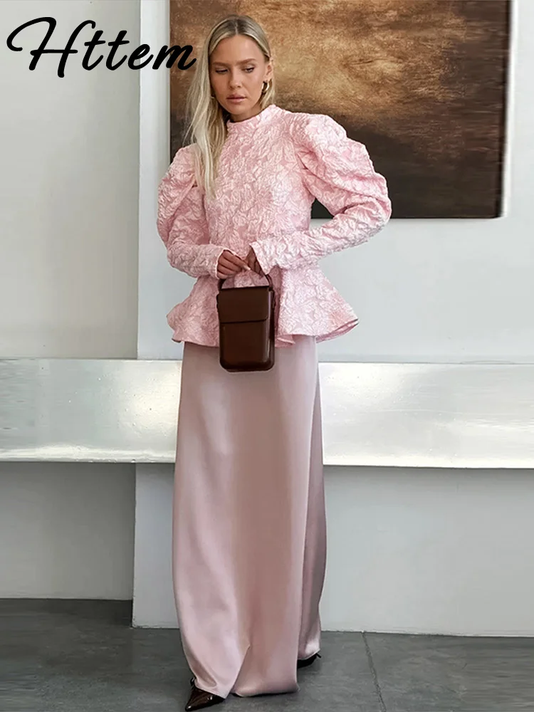 

Женская однотонная плиссированная блузка с вышивкой, модный фонарь с длинным рукавом и круглым вырезом, 2021, зима-весна, милая женская одежда