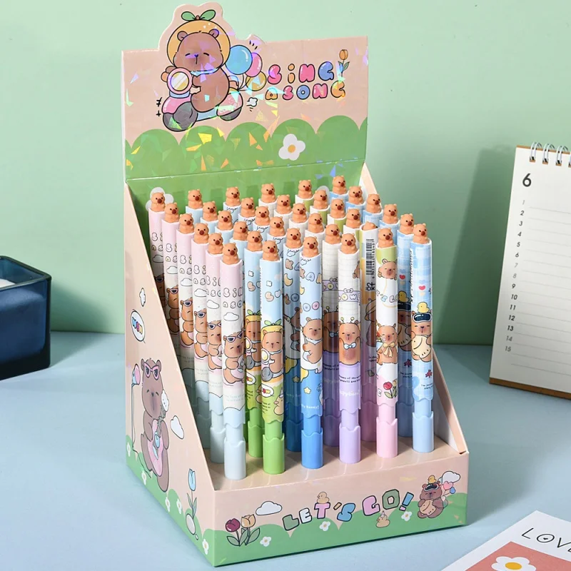 

18/36pcs Creative Capybara Gel Pen Cute 0.5mm Black Ink Signature Pens Stationery Gift School Writing Supplies