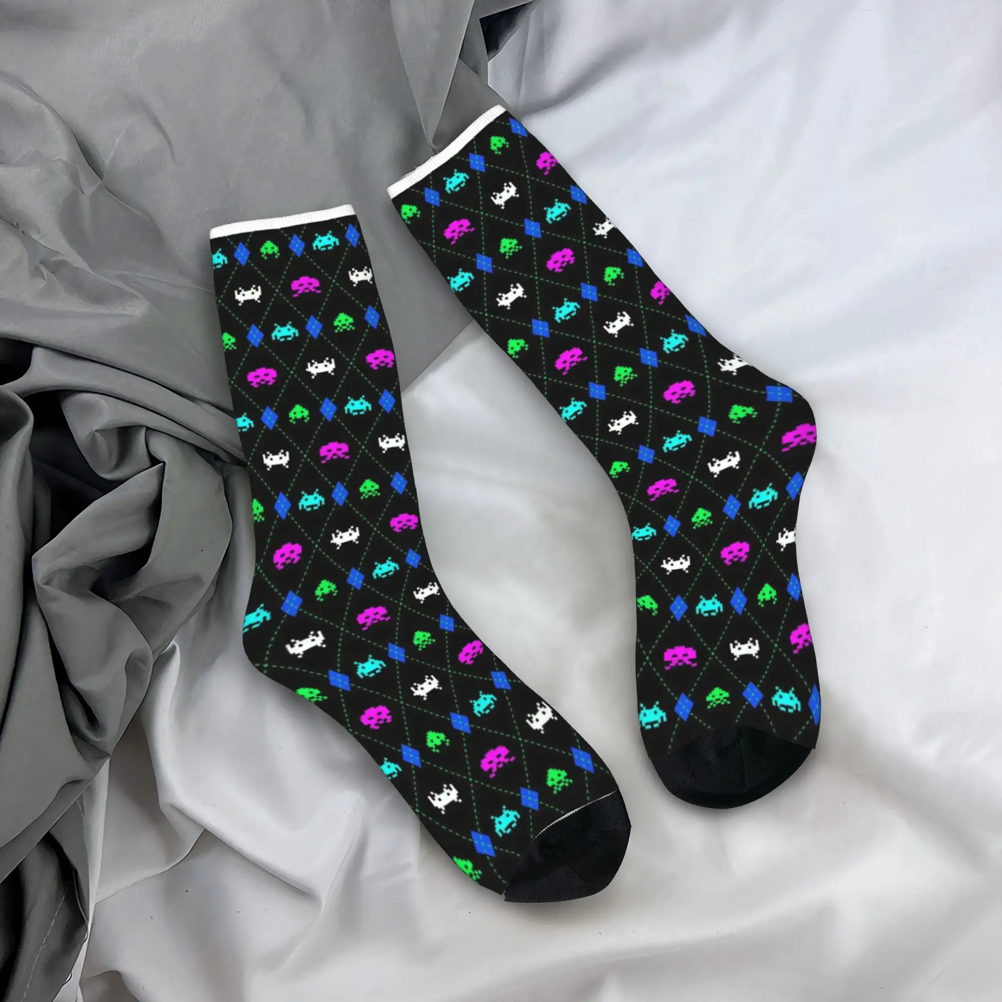Space Invaders Socks Winter  Stockings Modern Men Warm Soft Socks Printed Running Sports Anti Bacterial Socks