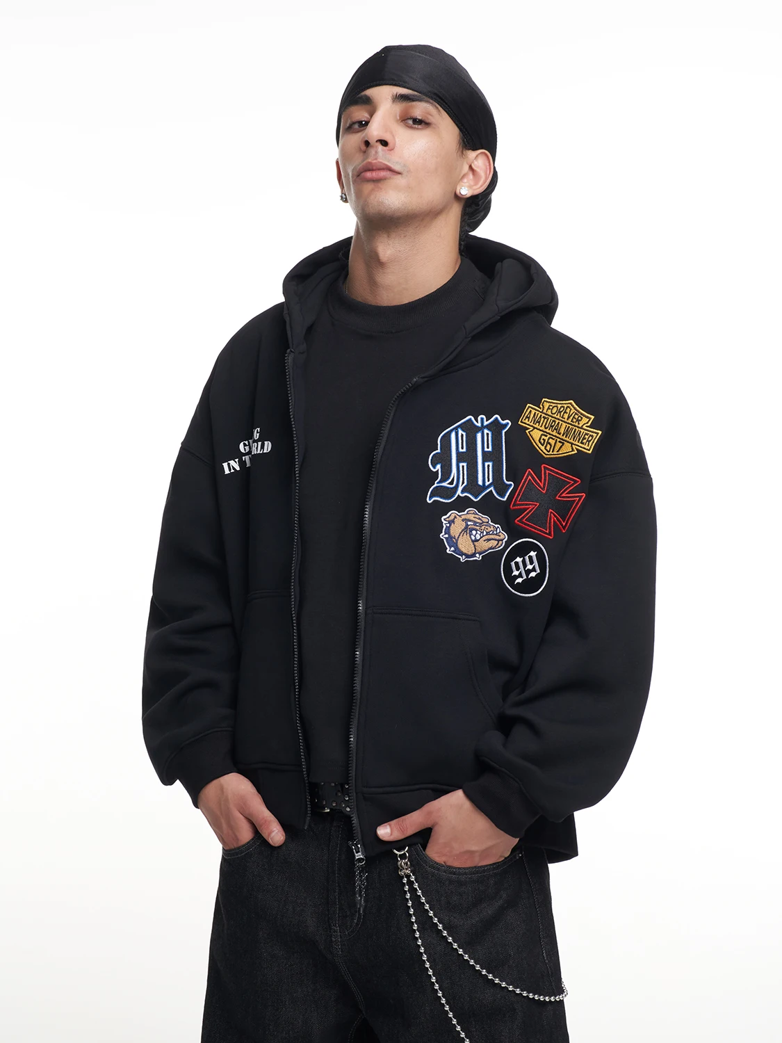 

MT99 Trendy ex Hoodie American Bae Embroidery Zipper Cardigan Cotton Long Sve Casual Faion Urban Sle All Seasons