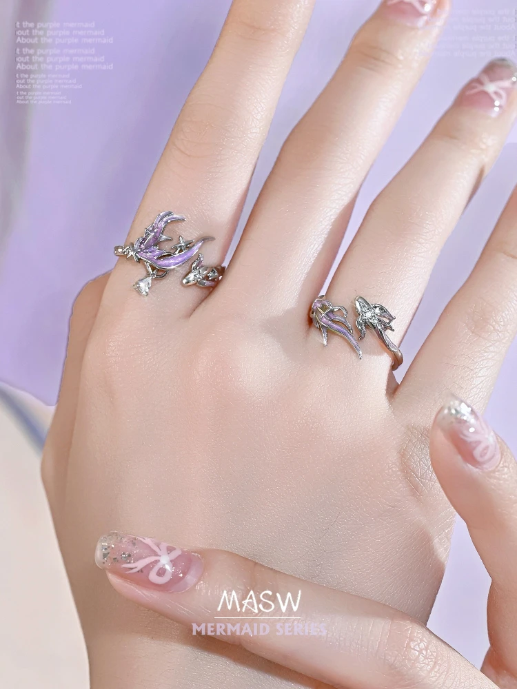 MASW Original Design Cool Trend Popular Style Vibrant colors Fish tail Couple Ring For Women Female Gifts Fashion Jewelry