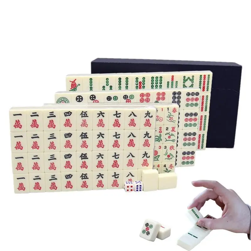 Traveler Size Mahjong Set Professional Mahjong Set Traditional Chinese Version Game Set Mah Jong Mahjongg Mah-Jongg