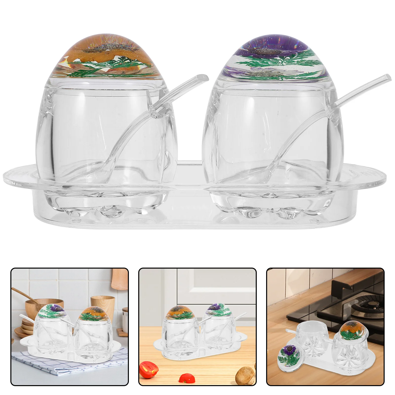 

1 set Dried Jars Spice Box Condiment Container Pepper Holder Multi-Function Kitchen Storage Acrylic Countertop