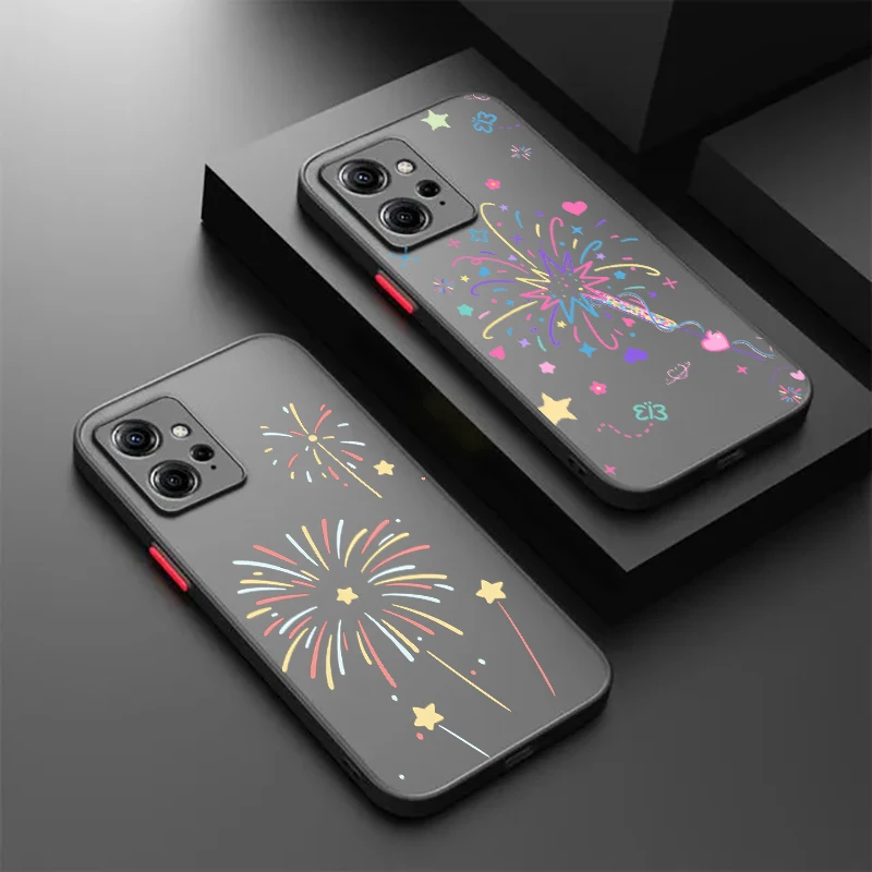 

Fireworks Cartoon Fashion Cool Frosted Translucent For Redmi Note 13R 13 12 12S 12T 11 11T 11E 10 Pro Plus 5G TPU Phone Case