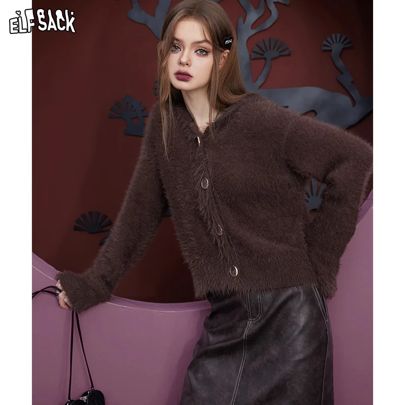 ELFSACK Free collana Wooly maglieria donna 2023 inverno stile cinese Outwears a maniche lunghe