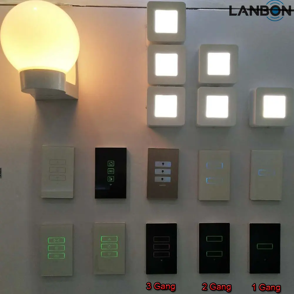 LANBON US Standard L6 Series vidrio blanco 1 Gang 1 vía luz Interruptor táctil de pared interruptor eléctrico para Google Home y Alexa