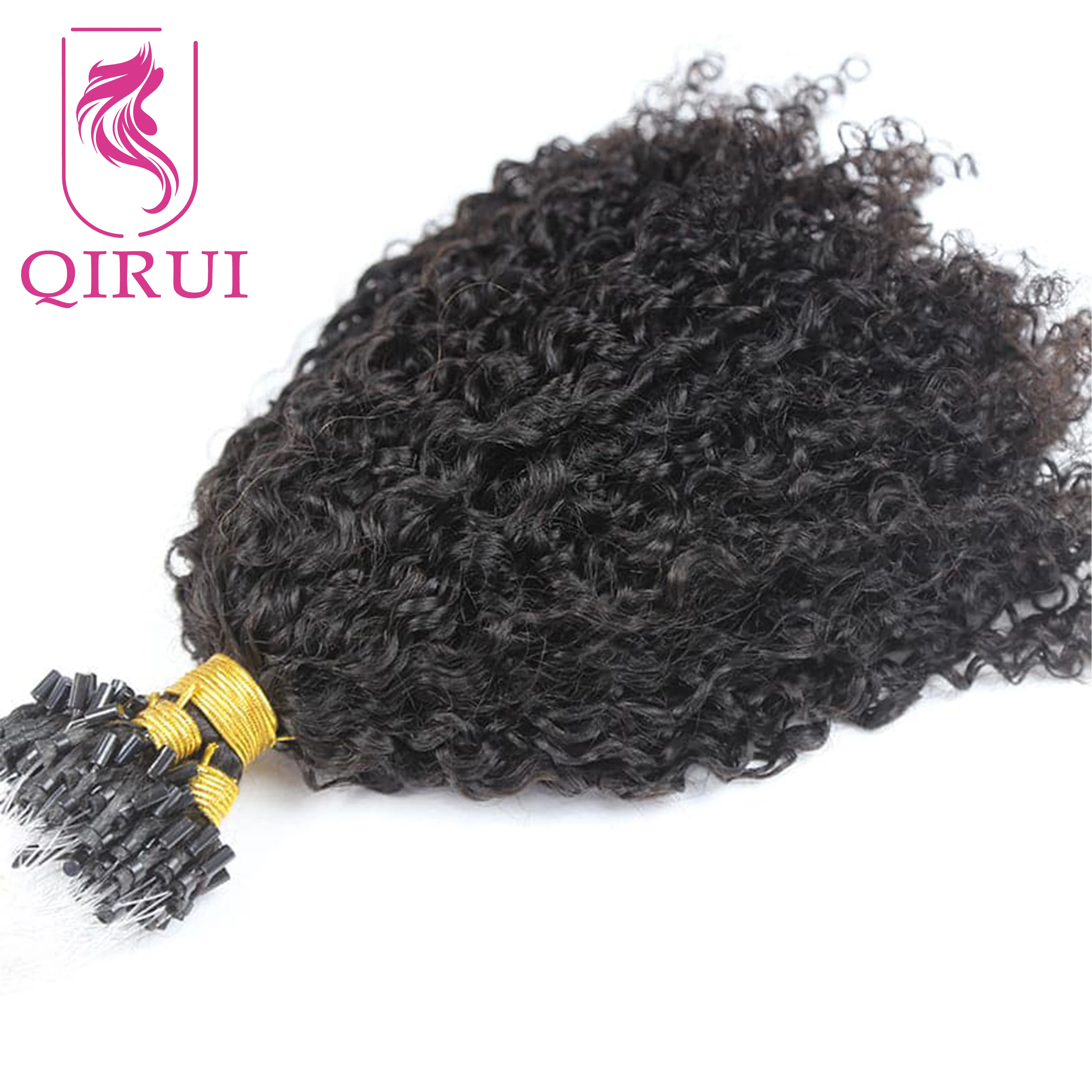 Microlink Curly Human Hair Extensions For Black Women Burmese Micro Loop Ring Human Hair Extensions Kinky Curly