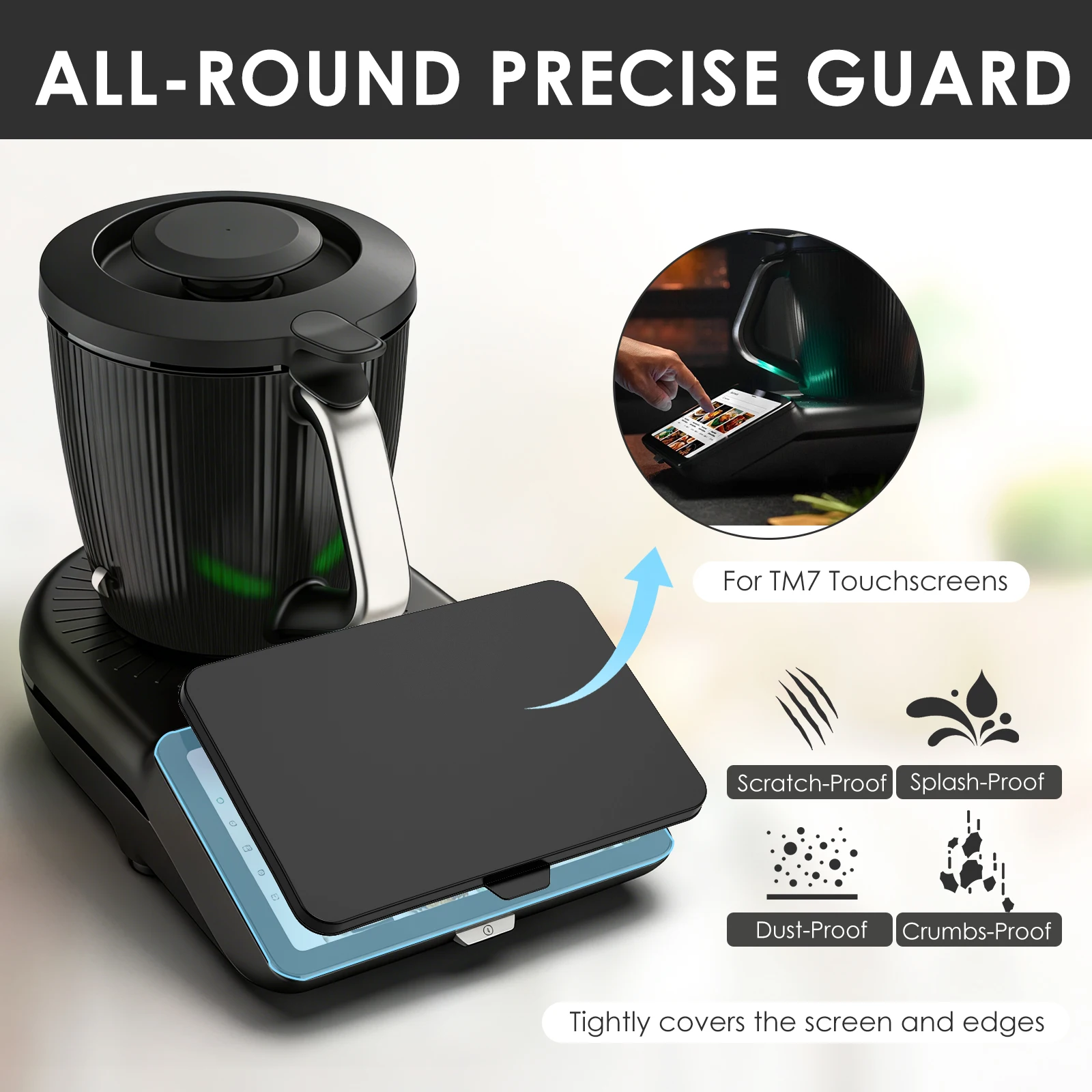 Protector de pantalla para Thermomix TM7, cubierta de silicona, marco de vidrio, protección contra golpes, protección contra el polvo, accesorios para cocina TM7
