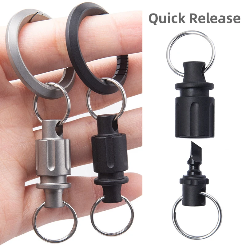 Tytanowy brelok do kluczy z mechanizmem szybkiego uwalniania Odpinany i obrotowy brelok do kluczy Karabińczyk Uchwyt na klucze samochodowe Opakowanie Nóż Pudełko Nóż na prezent