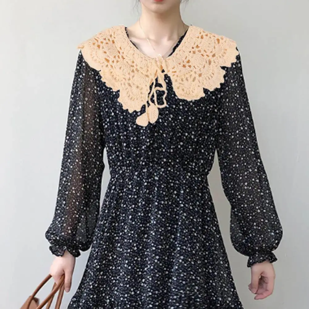 Sweet Hollow Out Crochet Shawl Round Neck Detachable Knitted Scarves Clothes Decoration Scarf Accessories