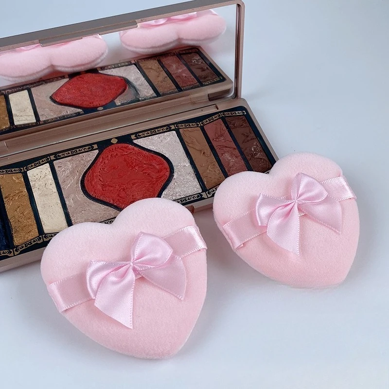 Esponjas de Maquillaje en Forma de Corazón, Polvos Compactos, Esponjas Cosméticas Portátiles y Suaves, Esponjas para Base de Maquillaje, Herramientas de Belleza para Mujer, Color Rosa
