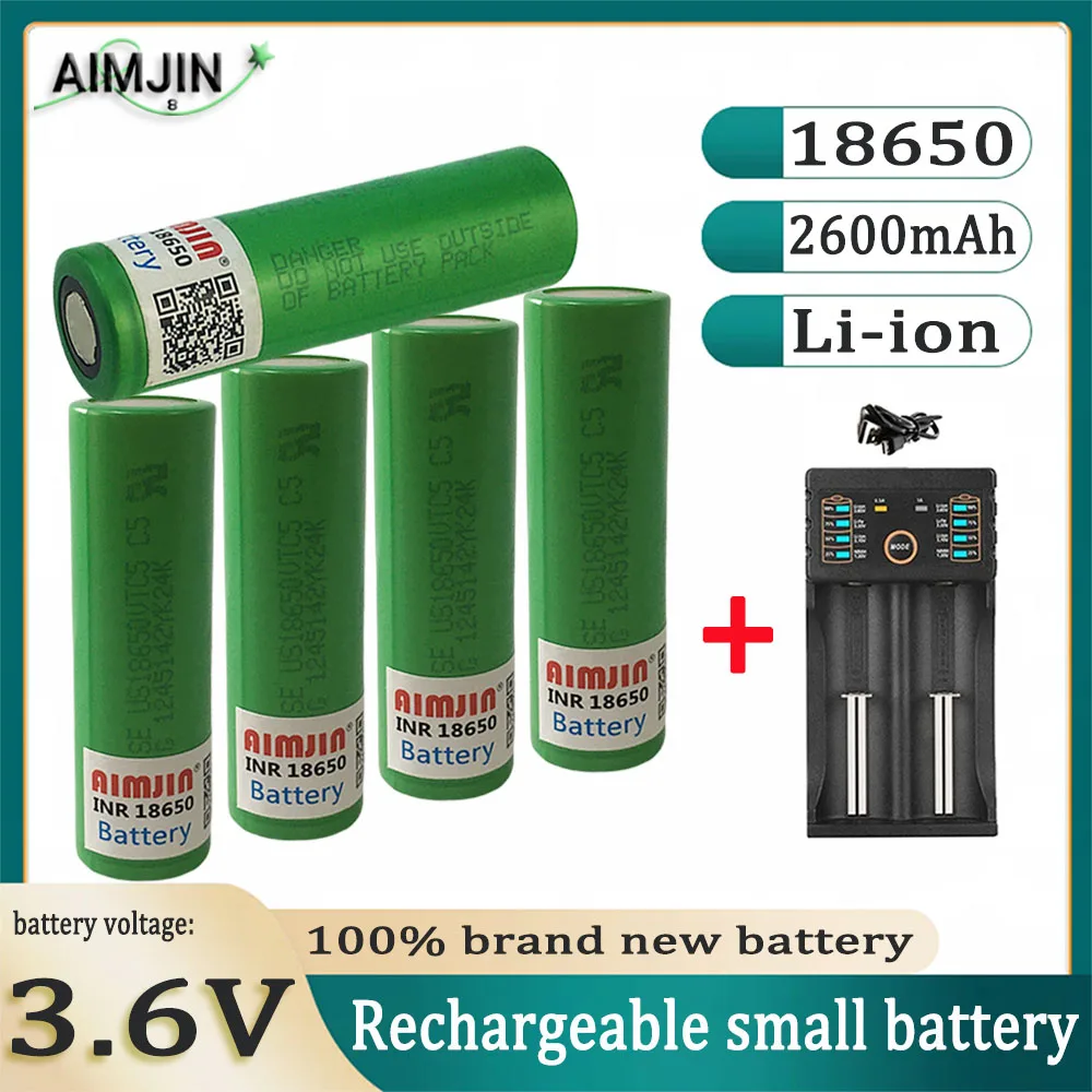 

18650 VTC5 3.6V New original 2600mAh For Us 18650 30A toys tools flashlight battery +USB Charger