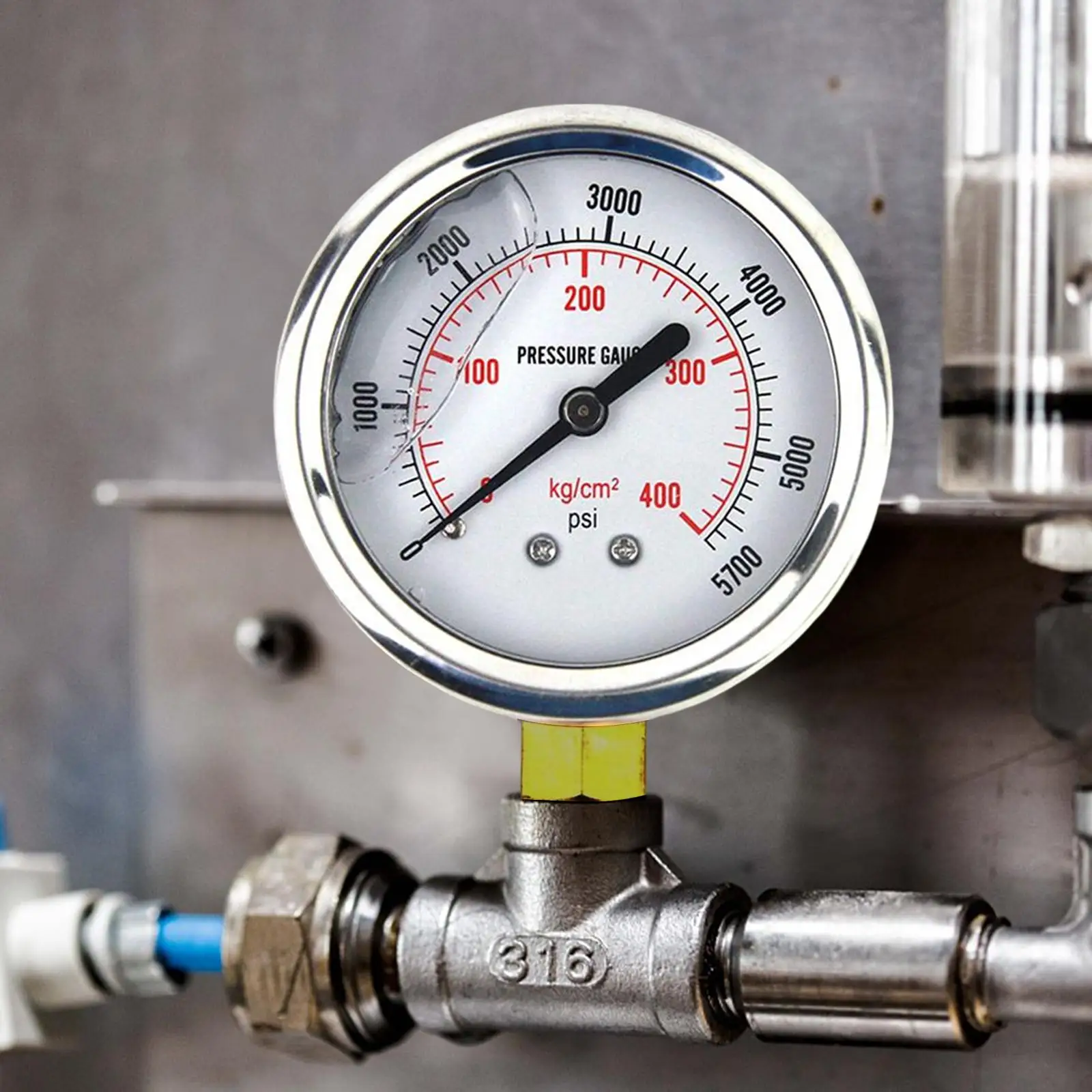 2.2in Dial Hydraulic Pressure Gauge Liquid Filled Stainless Steel Brass Wetted Parts 1/4in NPT for Auto