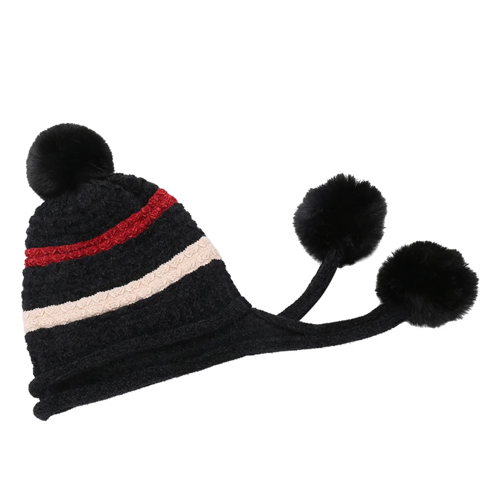 

Women'S Warm Knitted Hat With Pom Pom Lightweight Winter Headgear For Skiing Snowboarding Hiking Outdoor Activities Black