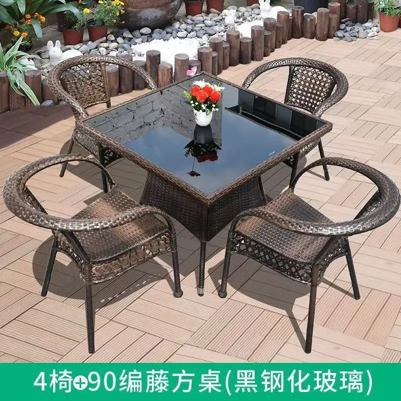 Outdoor balcony leisure table and chair courtyard rattan chair three-piece outdoor terrace rattan chair small coffee table