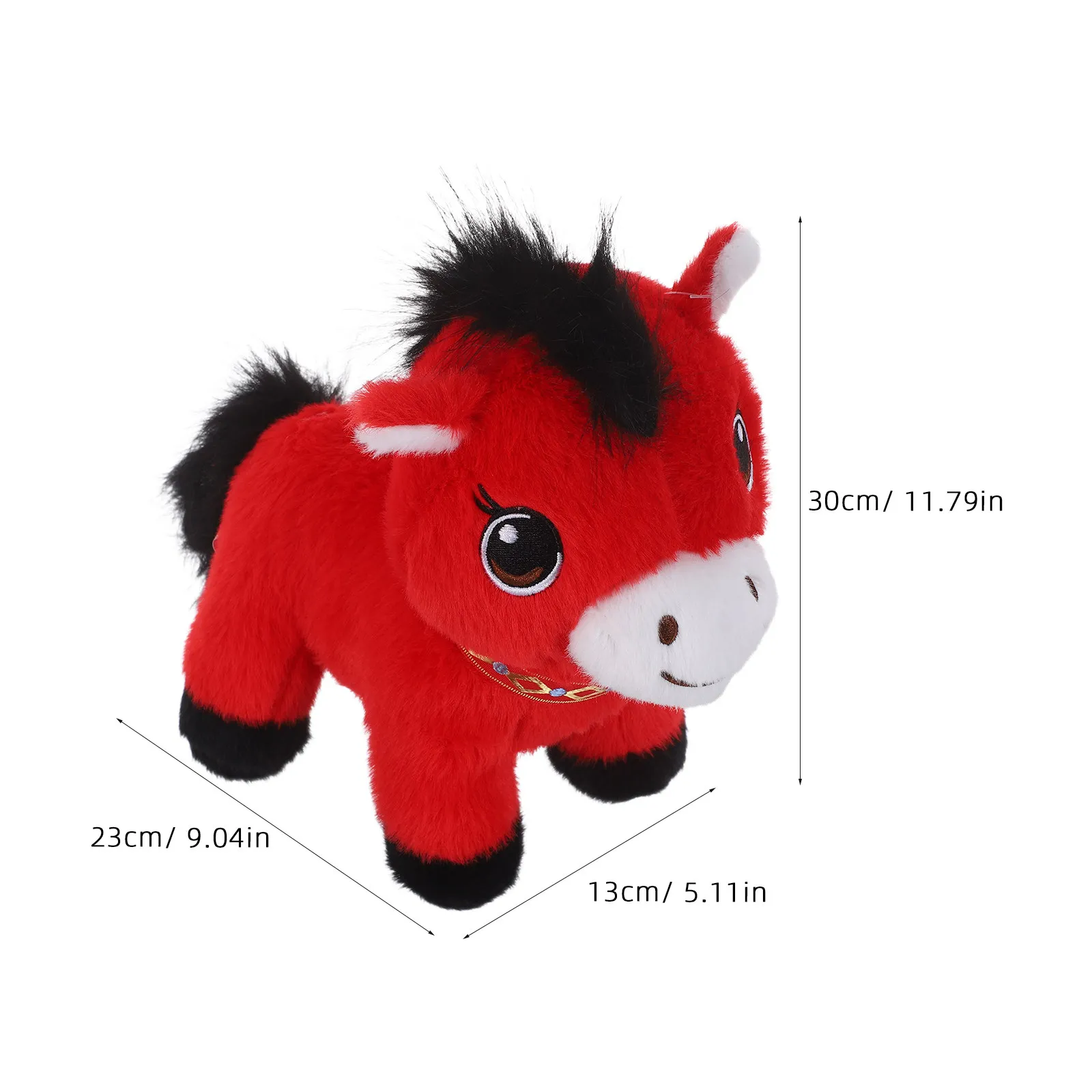 Mascotte Cavallo Rosso di Peluche, Souvenir del Capodanno Cinese e del Festival di Primavera, Ornamento Zodiacale da Tavolo Portafortuna Anno del Cavallo