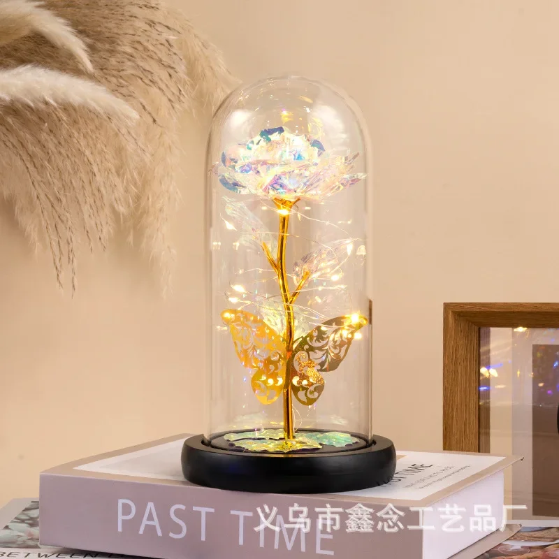Eternal Flower Rose Glass Lampshade Simulation Flower Birthday Gift Qixi Festival Valentine's Day