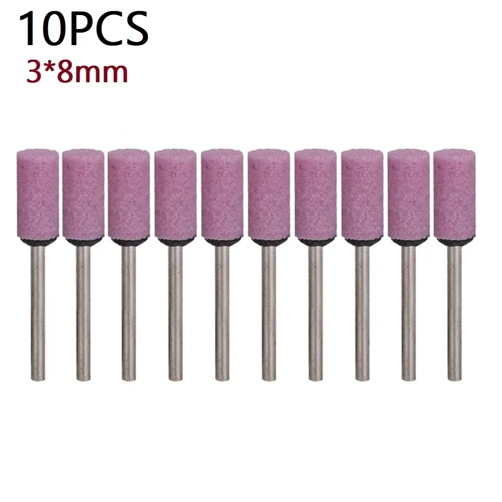 10 Pcs Grinding Head Bit Polishing Head Wheel Abrasive Mounted Stone 3*8mm For Rotary Tools Electric Grinder Accessories