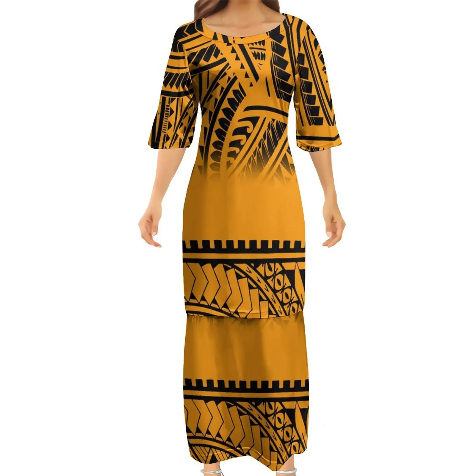 夏用半袖丸首プネタシ太平洋諸島カジュアル婦人服カスタムポリネシア婦人服パターン