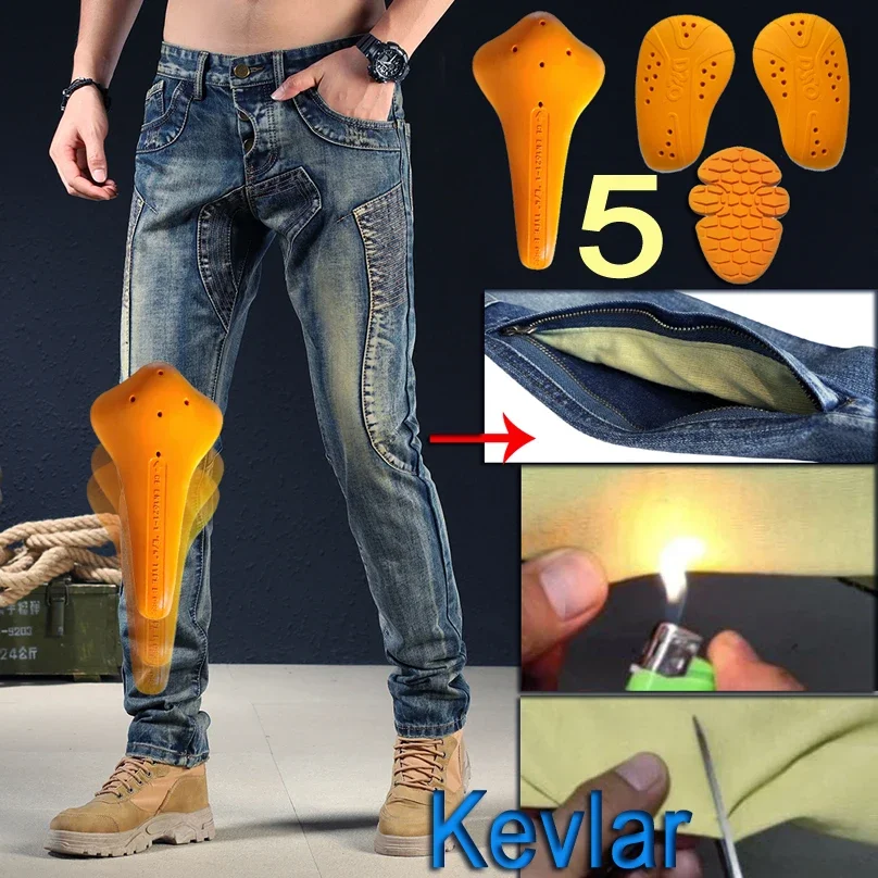 

Kevlar Motorcycle riding jeans South Korea Pants retro Japan Men Moto Protection Jeans Racing Sports Aramid Motocross Protectiv